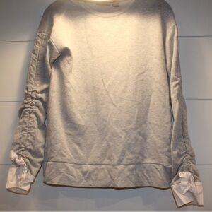 Gray Ruched Sleeve Long Sleeve